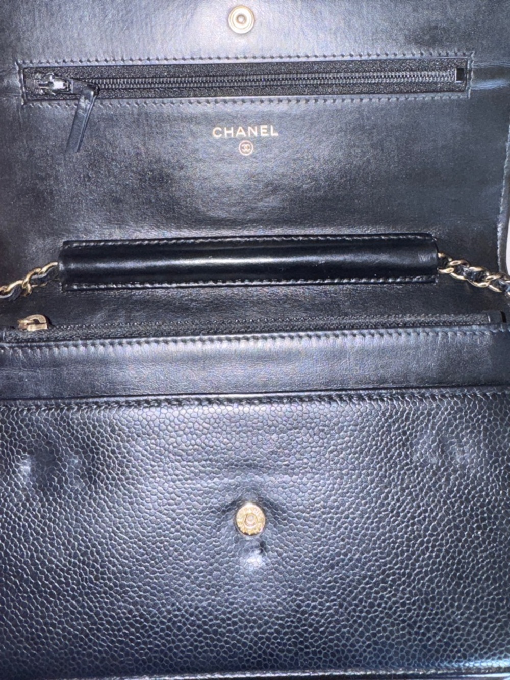 CHANEL Black Quilted Leather CC Logo Chain Crossbody - Picture 4 of 11